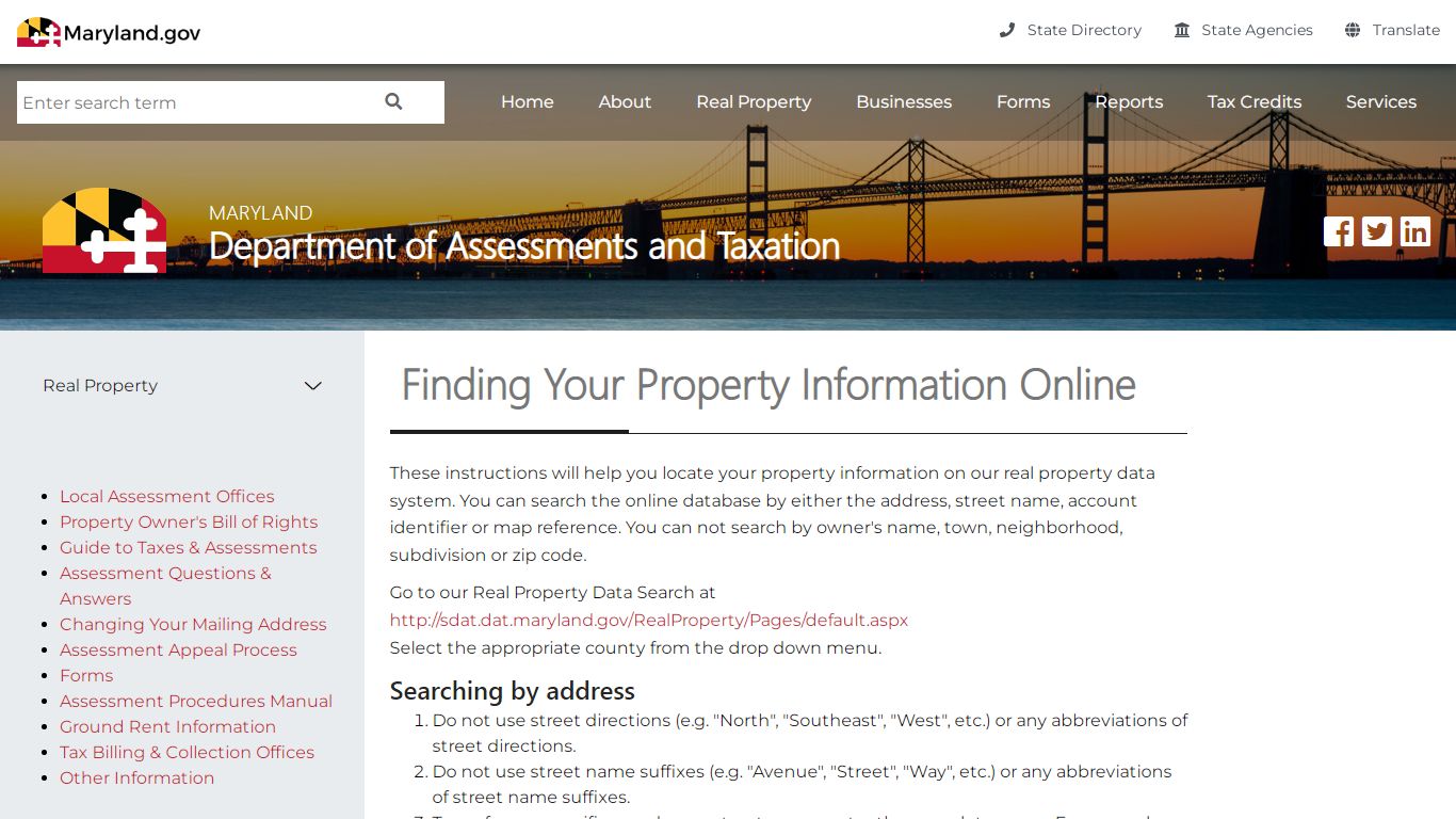 Finding Your Property Information Online - Maryland Department of ...